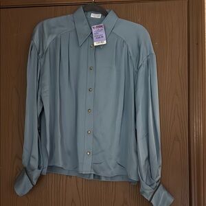 Brunello Cucinelli Blue Button-Up Blouse.  Luxury at its finest.